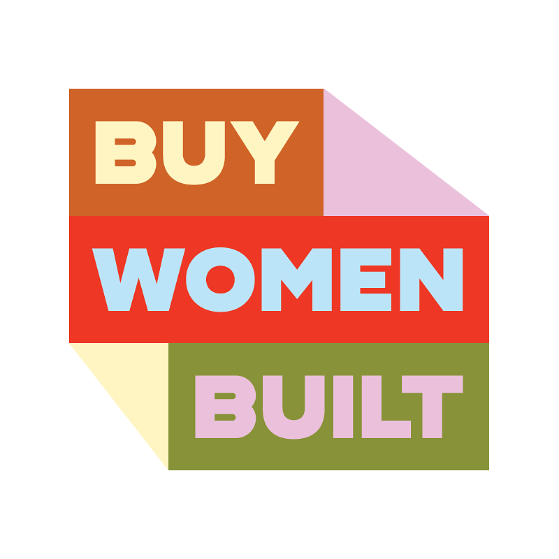 Colourful Buy Women Built brand badge on a transparent background, representing a female-founded business.