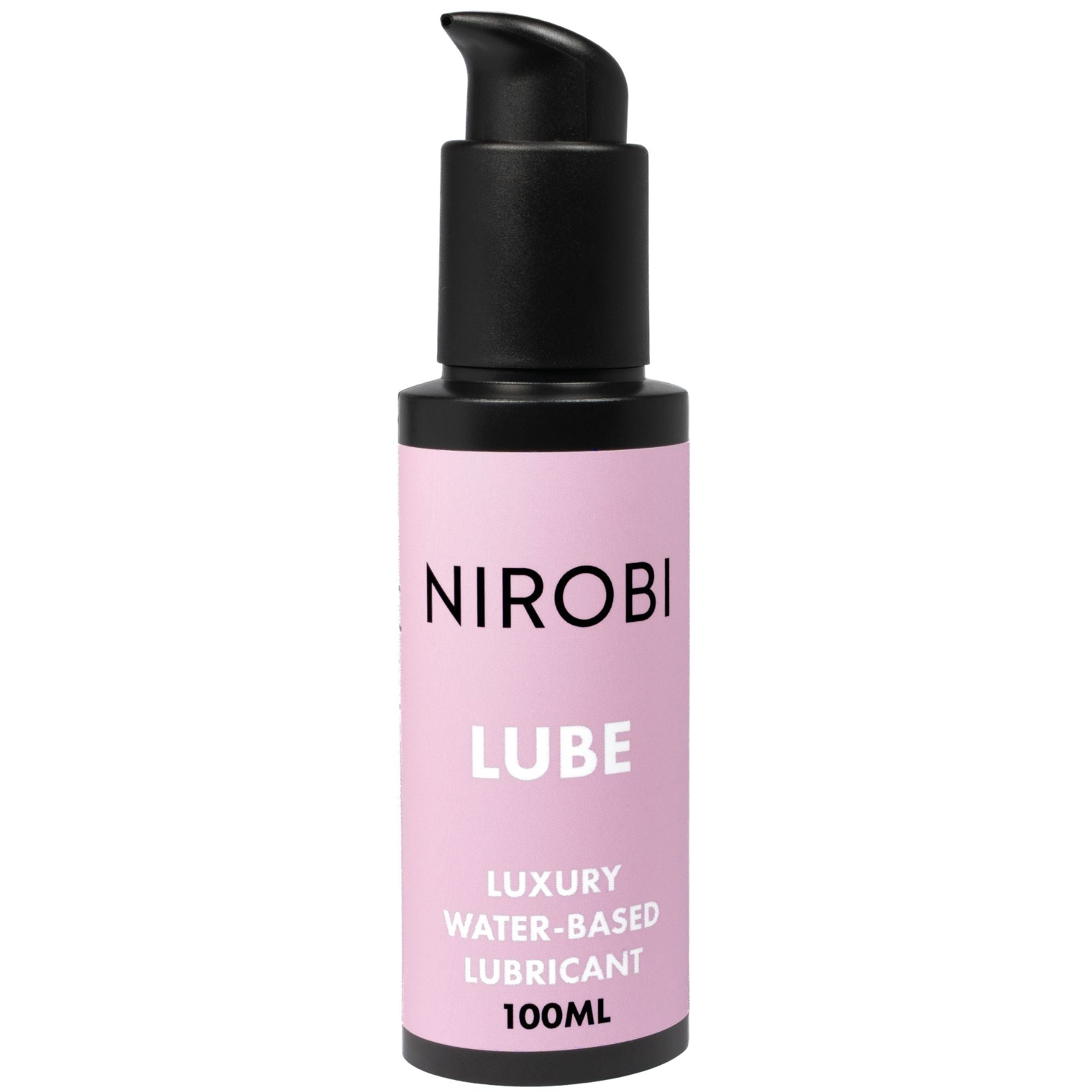 Nirobi luxury water-based lubricant bottle on a white background