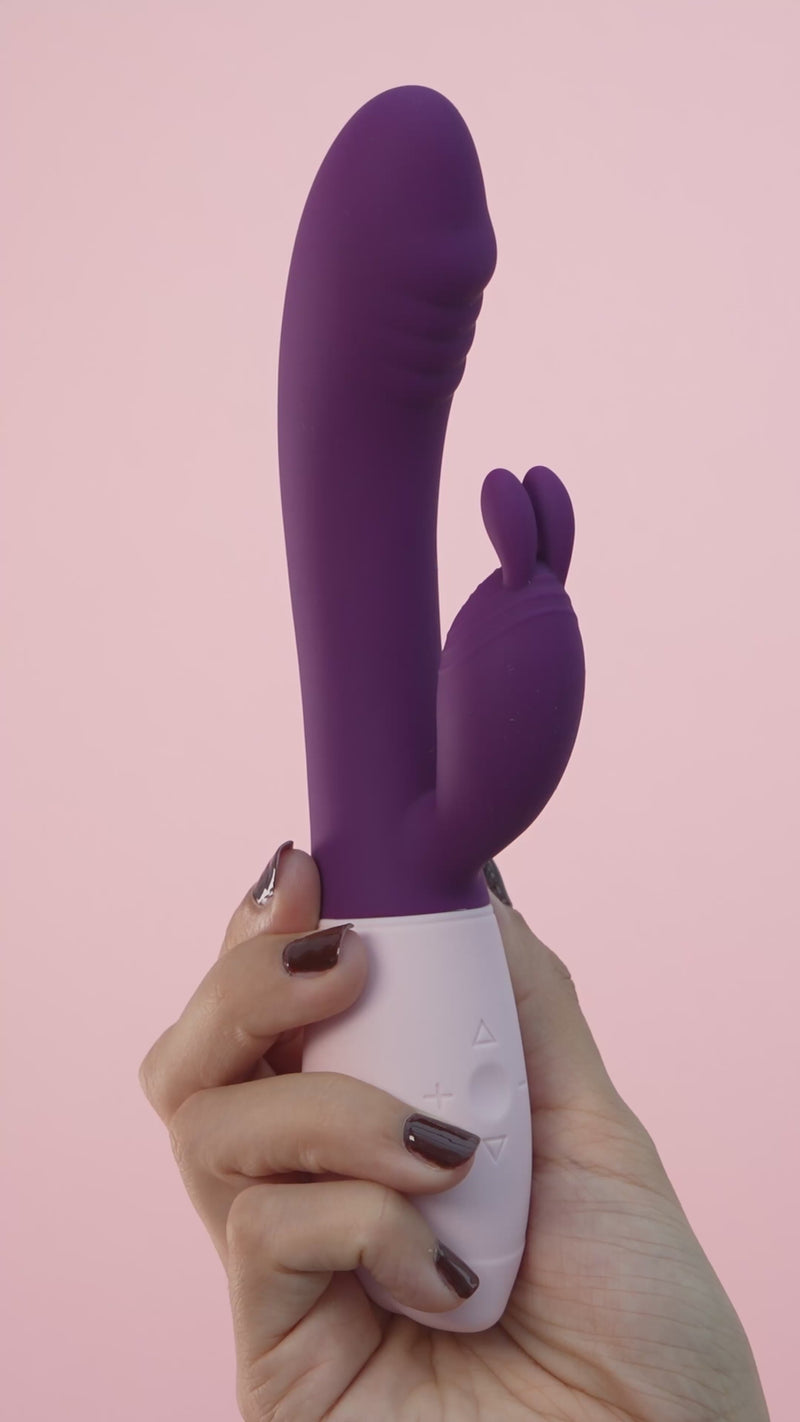 Rabbit vibrator product video female massager in purple. 